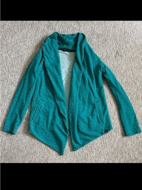 North Face Teal Sweater Cardigan Cotton Mid Weight TNF Size M